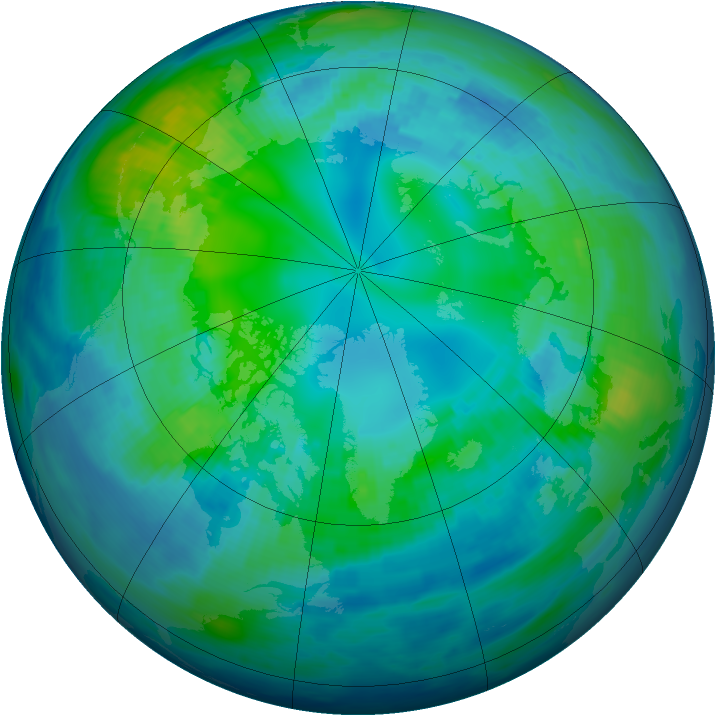 Arctic ozone map for 25 October 1992